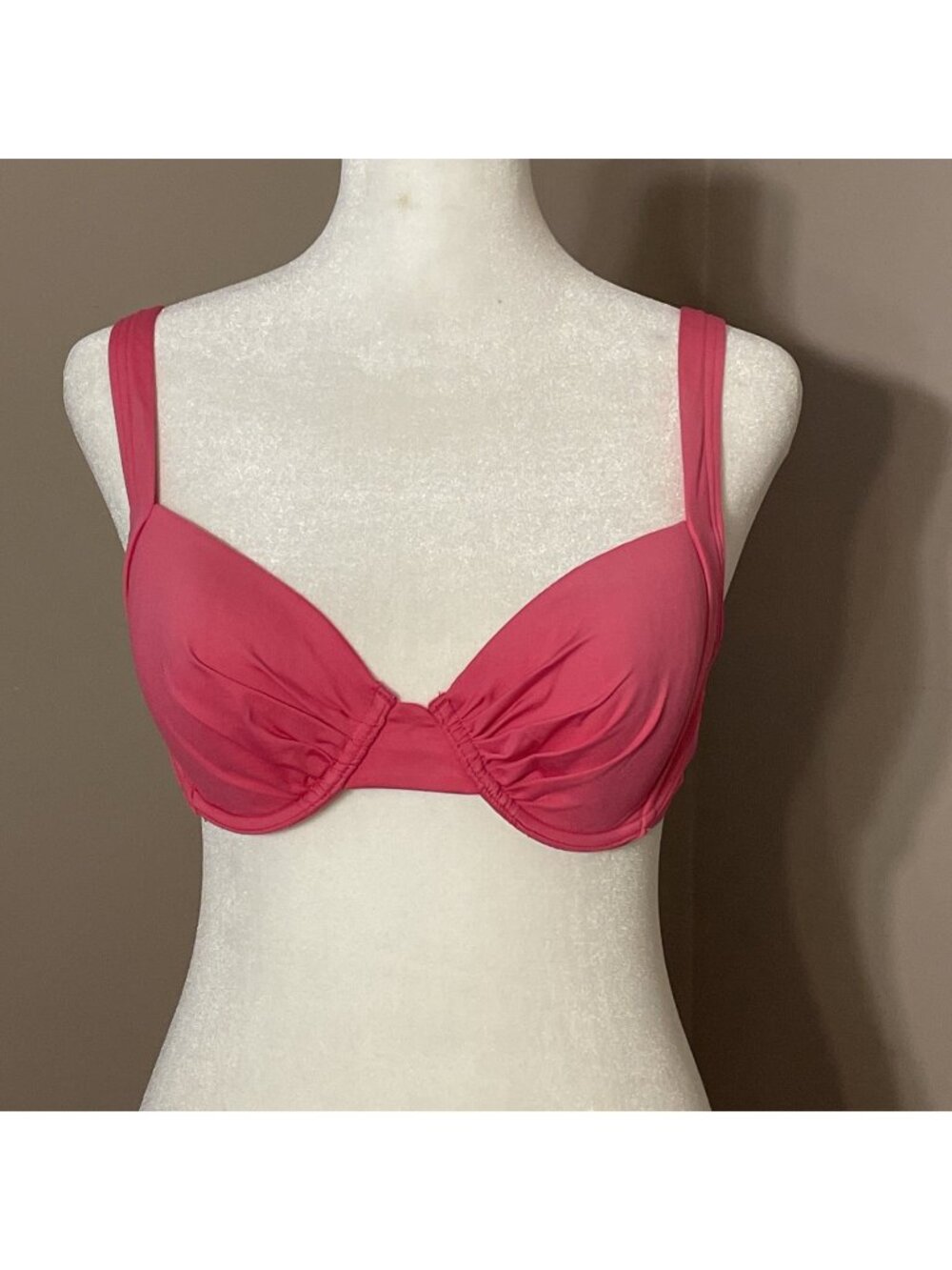 Tommy Bahama Womens Underwire Bikini Top Bright Pink Pleated Adjustable Sz 33B